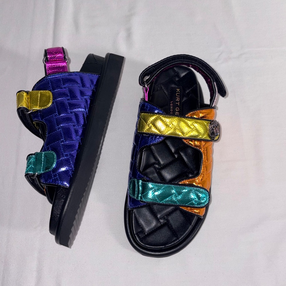 Kurt Geiger Orson Sandals size 9 EU 40 Multicolor Metallic Rainbow Eagle Head - Picture 6 of 8